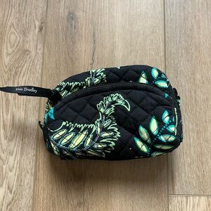 Vera Bradley Black and Green Island Garden Pattern Quilted Cosmetic Bag
